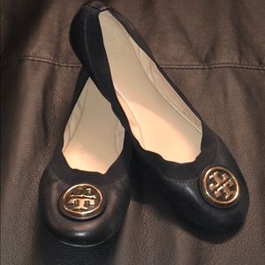 Tory Burch Black Leather Flats